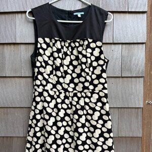 Anthropologie Leifnotes Corduroy Dress Fit and Flare Black White Size 12